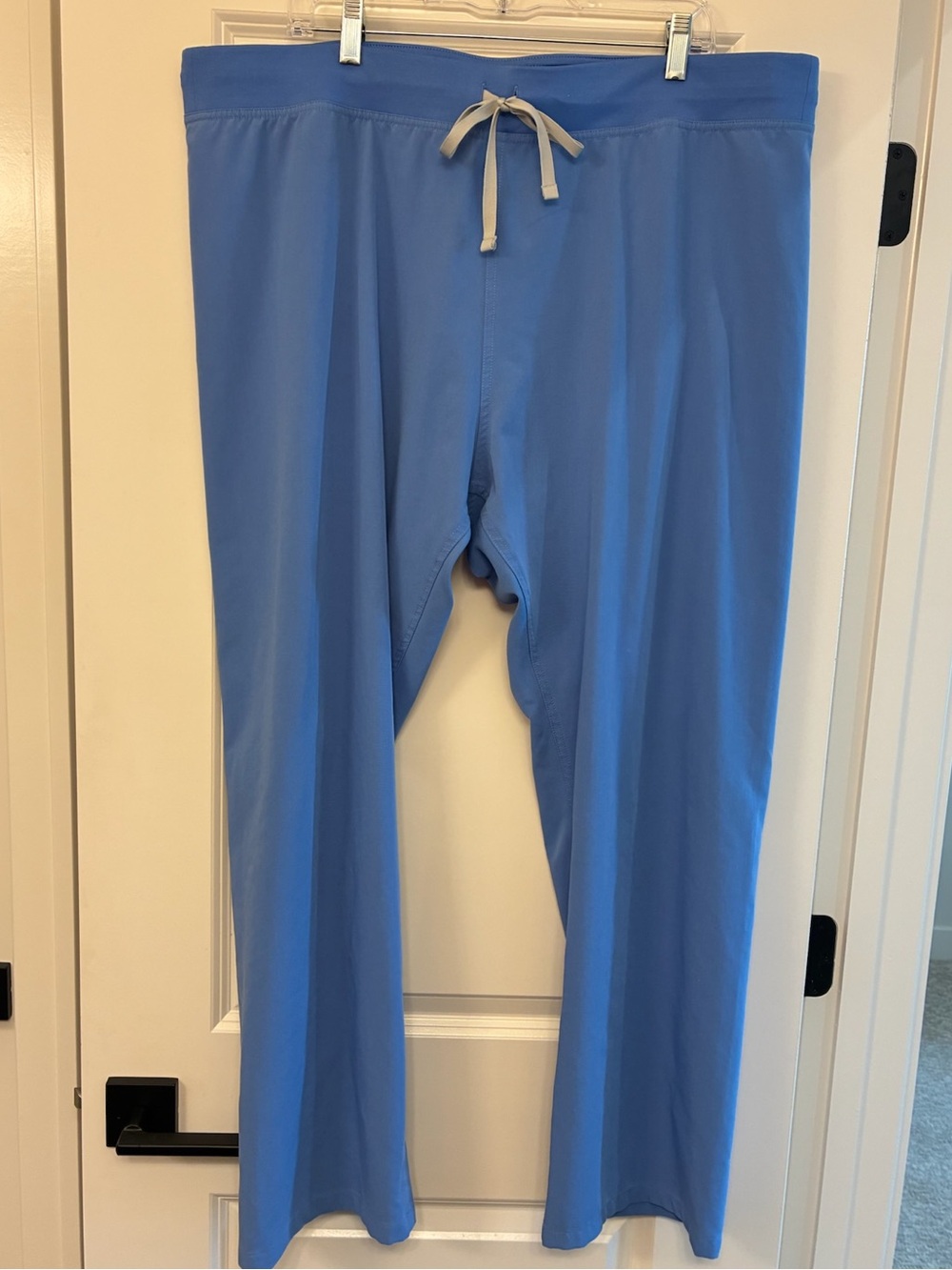NWOT Figs Livingston Women's Scrub Pants Light Blue Stretch Drawstring Waist XXL